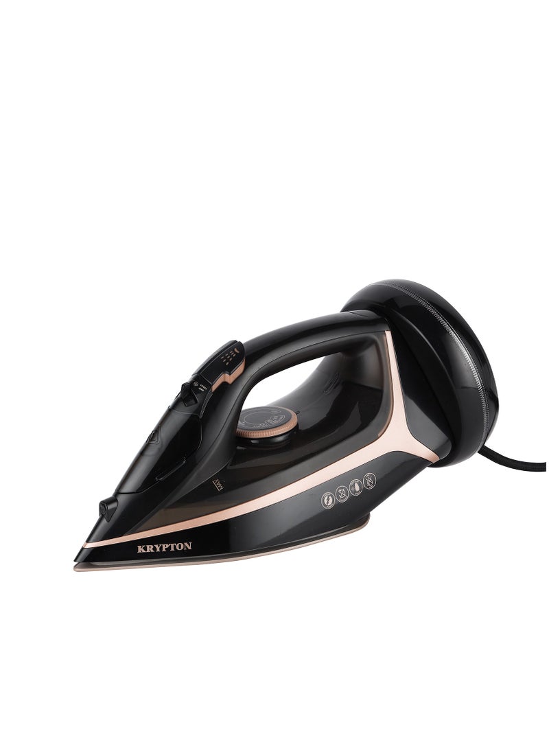 KRYPTON Ceramic Steam Iron | Cord and Cordless Use, Dry Steam Ironing Box with Ceramic Soleplate | Compact and Handy Design with Multiple Functions |300 ml Water Tank | Suitable for All Kinds of Fabric, 2200 W Power | 2 Years Warranty 300 ml 2200 W KNSI6557 Black - Image 1