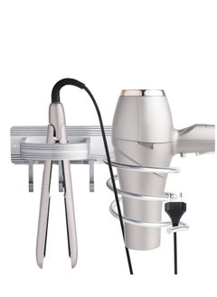 Y&D Hair Dryer Bracket Wall-Mounted Curling Flat Iron Tool Organizer Save Space and Easy to Install (Silver)  - Image 1