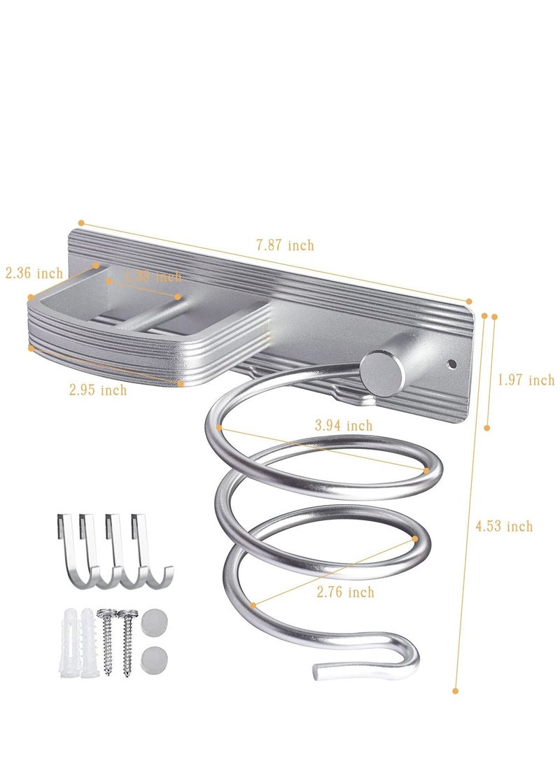 Y&D Hair Dryer Bracket Wall-Mounted Curling Flat Iron Tool Organizer Save Space and Easy to Install (Silver)  - Image 4