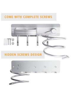 Y&D Hair Dryer Bracket Wall-Mounted Curling Flat Iron Tool Organizer Save Space and Easy to Install (Silver)  - Image 3