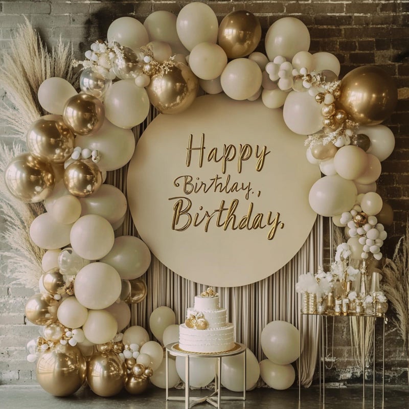 RUBFAC 129pcs Sand White Cream Balloons Different Sizes 18 12 10 5 Inches, Beige Latex Balloon Garland Arch for Birthday Engagement Party Wedding Anniversary Baby Shower Decoration - Image 4
