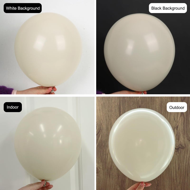 RUBFAC 129pcs Sand White Cream Balloons Different Sizes 18 12 10 5 Inches, Beige Latex Balloon Garland Arch for Birthday Engagement Party Wedding Anniversary Baby Shower Decoration - Image 3