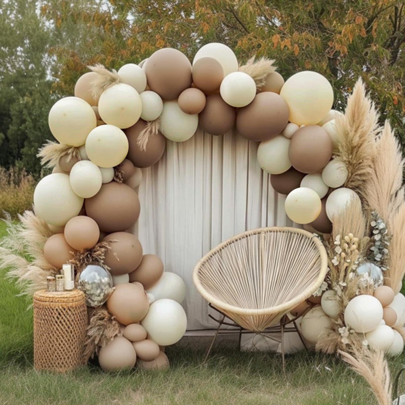 RUBFAC 129pcs Sand White Cream Balloons Different Sizes 18 12 10 5 Inches, Beige Latex Balloon Garland Arch for Birthday Engagement Party Wedding Anniversary Baby Shower Decoration - Image 5