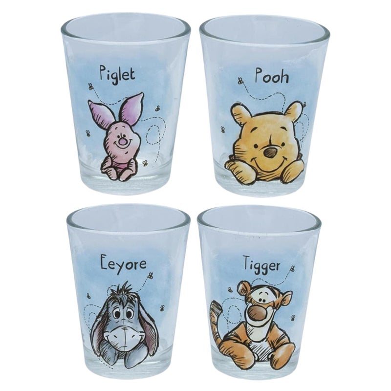 Silver Buffalo Winnie the Pooh Faces 4Pack Mini Glass Set 15 Ounces