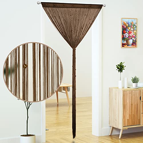YaoYue Beaded Curtain Door String Curtains for Doorways Tassels Beads Hanging Fringe Hippie Window Hallway Entrance Wall Closet Bedroom Privacy Decor (Dark Brown, 39" W x 79" L (Pack of 1)) - Image 2