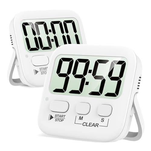 Antonki 2 Pack Digital Timer for Kids Magnetic Countdown Kitchen Timers for Cooking Egg Classroom Teacher Exercise Study Oven Battery Included