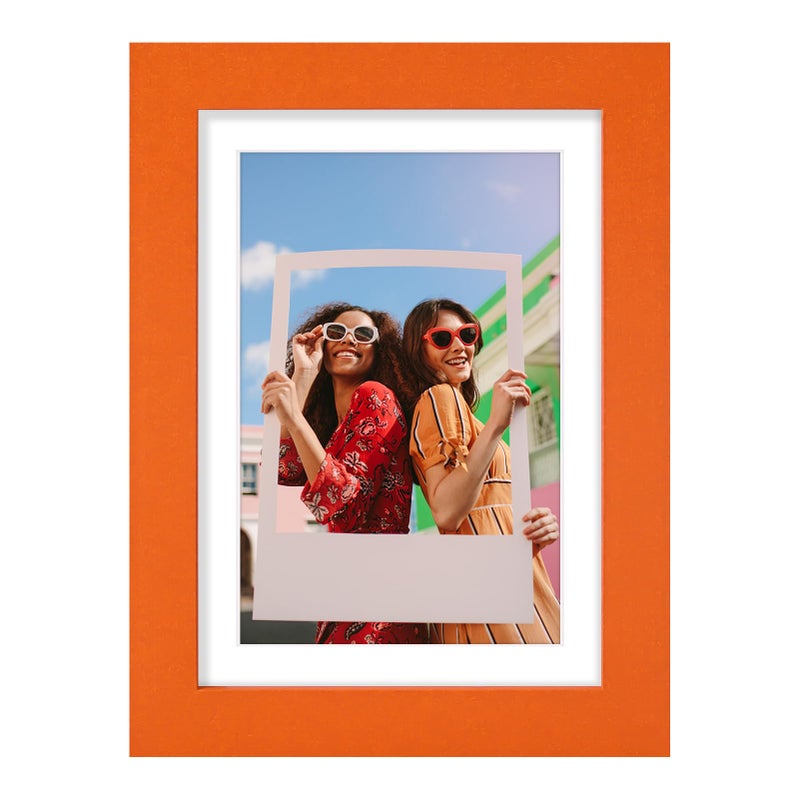 Vittanly 5x7 Picture Frame  Display Pictures 4x6 with Mat or 5x7 without Mat  Engineered Wood with Shatter Resistant Plexiglass  Photo Frame for Wall or Table Top Display  Orange  1 Pack - Image 1