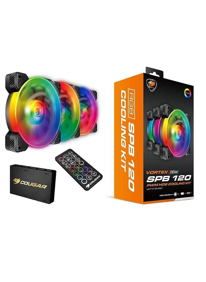 Cougar Gaming Cooling Kit Vortex Spb Driver Free Remote Controller Motherboard Sync Rgb 3 Fans Pack 120Mm * 3 - Image 1