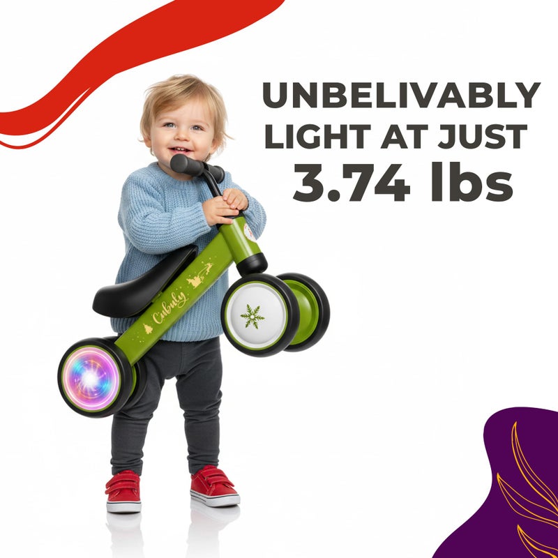 Cubuly Green Baby Balance Bike for 1-3 Year â€“ First Birthday Boy Girl Gifts 12-36 Month Mini Bike|Colorful Lighting Wheels|Ride on Toys |Toddler Balance Bike 1-3 Indoor/Outdoor - Image 2