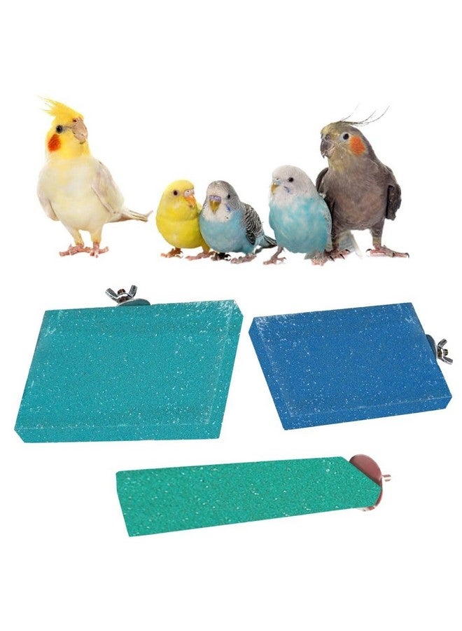 سايج سكوير منصة رمل مربعة مصنوعة من الخشب الطبيعي، مجموعة من ثلاثة (3 * 4، 6 * 4.5 و 2 * 5.5 بوصة) حامل مجثم على شكل مستطيل، ملحقات القفص، صالة الألعاب الرياضية، لعبة مرحة، مناسبة للطيور والببغاوات والبادجي - Image 1