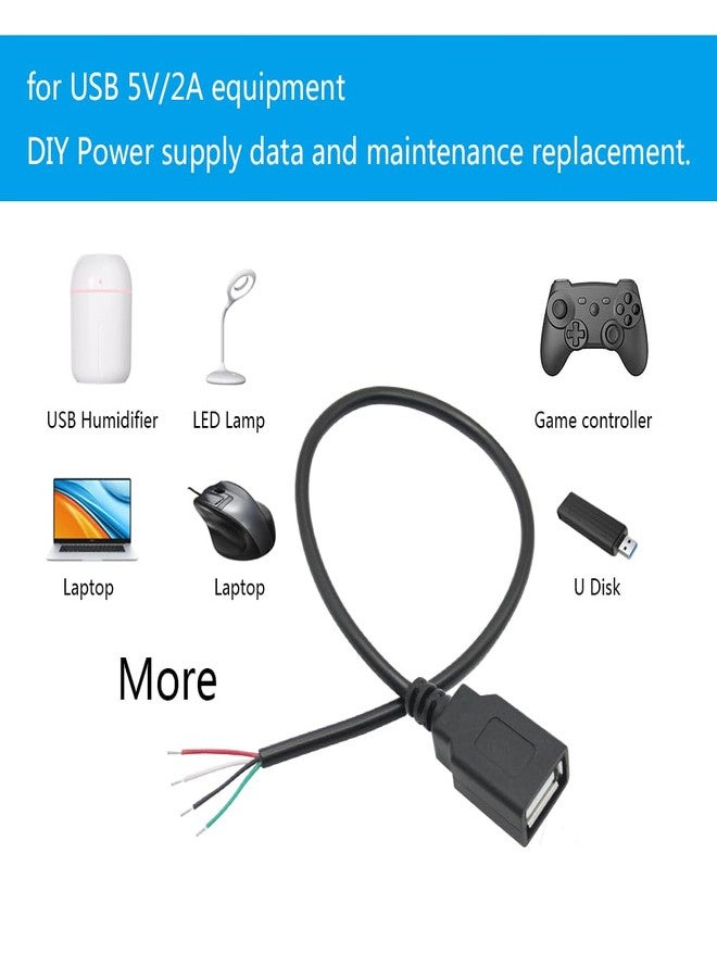 Maixbomr 4Pcs Short USB A Female to 4 Pin Bare Wire 11inch, USB 5V/2A 4 Pin Pigtail Open End Power and Data Cable, for Equipment Installed or Replacement Repair DIY Cable - Image 5