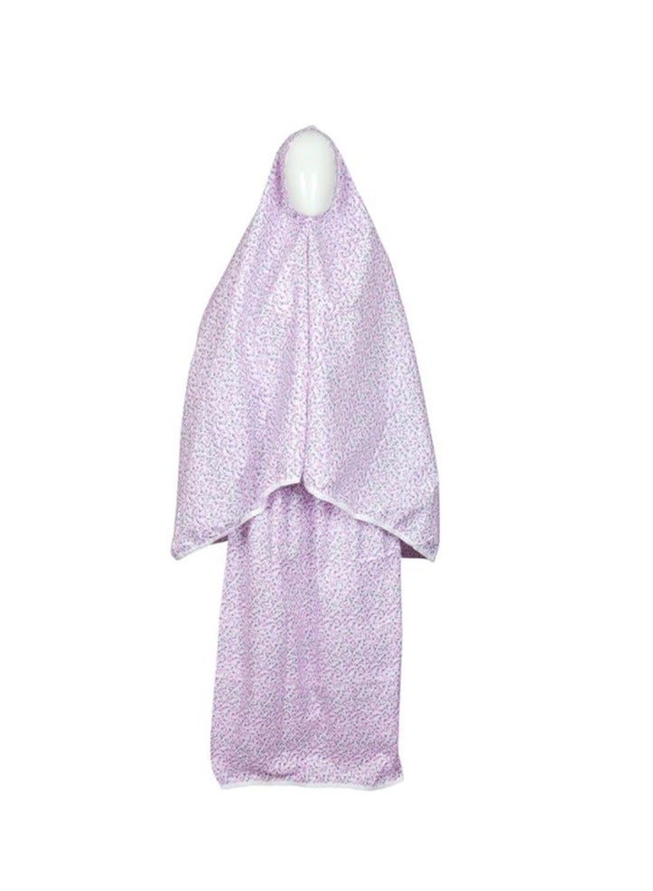 Women's 2 Piece Islamic Prayer Set, White Multi-Patchwork Soft Prayer Scarf - Slim Fit - One Size - Image 1