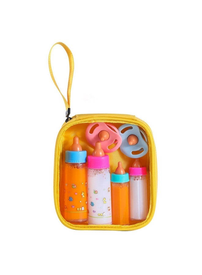 Kaydora Baby Doll Bottle Accessories - 6 Pcs Feeding Bottle Toys, Magic Disappearing Milk & Juice, Pretend Play Set with Pacifiers Kids Gift Yellow - Image 1