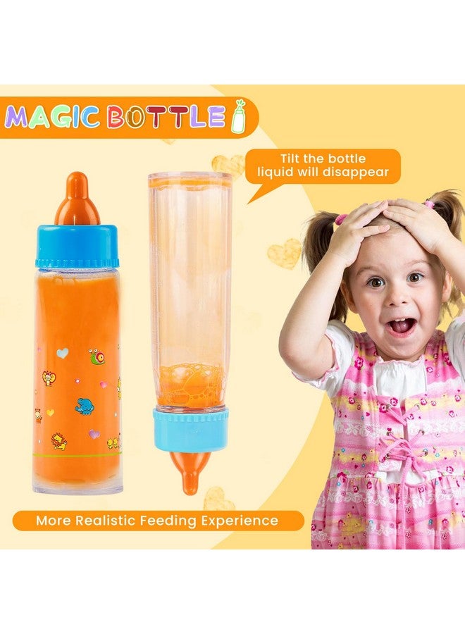 Kaydora Baby Doll Bottle Accessories - 6 Pcs Feeding Bottle Toys, Magic Disappearing Milk & Juice, Pretend Play Set with Pacifiers Kids Gift Yellow - Image 3