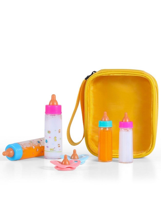 Kaydora Baby Doll Bottle Accessories - 6 Pcs Feeding Bottle Toys, Magic Disappearing Milk & Juice, Pretend Play Set with Pacifiers Kids Gift Yellow - Image 2