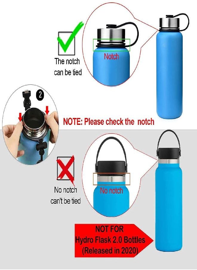 Wongeto Paracord Handle With Shoulder Strap,Compatible With Hydro Flask Wide Mouth Water Bottles 12Oz - 64 Oz And Other Wide Mouth Water Bottle For Walking Hiking Camping（Black/Compass  - Image 2