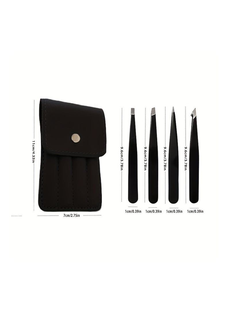 ORiTi 4-Piece Tweezers Set Professional Stainless Steel Tweezers For Eyebrows With Storage Bag - Image 5