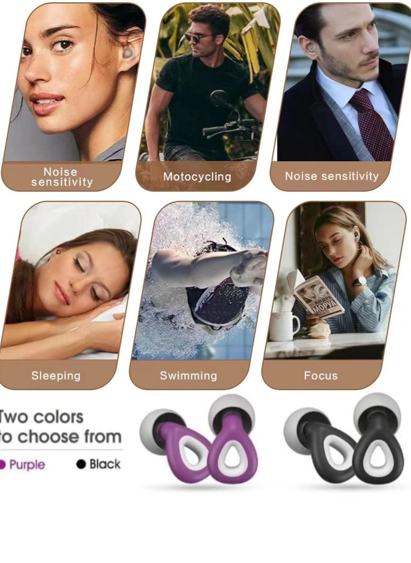 PYC - Noise Cancelling Earplugs, Ear Plugs for Sleeping Noise Cancelling, Painless Sensation and Not Easily Detached, Reusable Silicone Earplugs for Sleep Snoring, Noise Reduction, Travel (Black) - Image 1