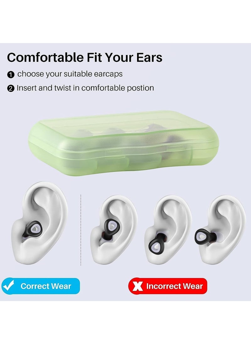PYC Noise Cancelling Earplugs, Ear Plugs for Sleeping Noise Cancelling, Painless Sensation and Not Easily Detached, Reusable Silicone Earplugs for Sleep Snoring, Noise Reduction, Travel (Black)  - Image 5