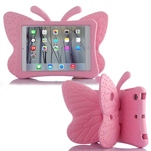 Simicoo iPad 7 8 10.2 9 3D Cute Butterfly Case for Kids Light Weight EVA Stand Shockproof Rugged Heavy Duty Kids Friendly iPad Cover for Girls iPad 10.2 iPad 7th 8th 9th (Pink) - Image 1