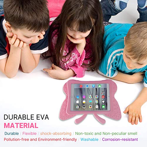 Simicoo iPad 7 8 10.2 9 3D Cute Butterfly Case for Kids Light Weight EVA Stand Shockproof Rugged Heavy Duty Kids Friendly iPad Cover for Girls iPad 10.2 iPad 7th 8th 9th (Pink) - Image 2