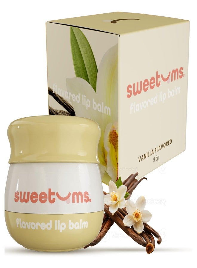 Sweetums Vanilla Lip Balm with Vitamin E Oil – Hydrating Lip Treatment & Overnight Repair Mask – Vegan Lip Care with Built-In Mirror and Applicator – Glossy Finish for Dry, Chapped Lips – 0.15 oz - Image 1