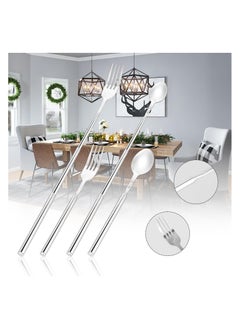 Bukela Extendable Fork Spoon, Telescopic Fork and Spoon Set Stainless Steel, Long Retractable Fork, Expandable Fork Spoon Extends to 25.2 Inch, BBQ and Fruit Tableware  - Image 3