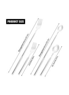 Bukela Extendable Fork Spoon, Telescopic Fork and Spoon Set Stainless Steel, Long Retractable Fork, Expandable Fork Spoon Extends to 25.2 Inch, BBQ and Fruit Tableware  - Image 2