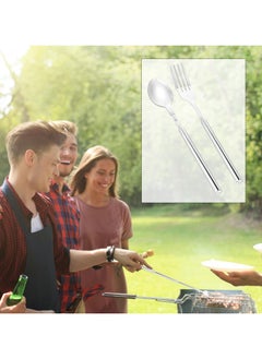 Bukela Extendable Fork Spoon, Telescopic Fork and Spoon Set Stainless Steel, Long Retractable Fork, Expandable Fork Spoon Extends to 25.2 Inch, BBQ and Fruit Tableware  - Image 4