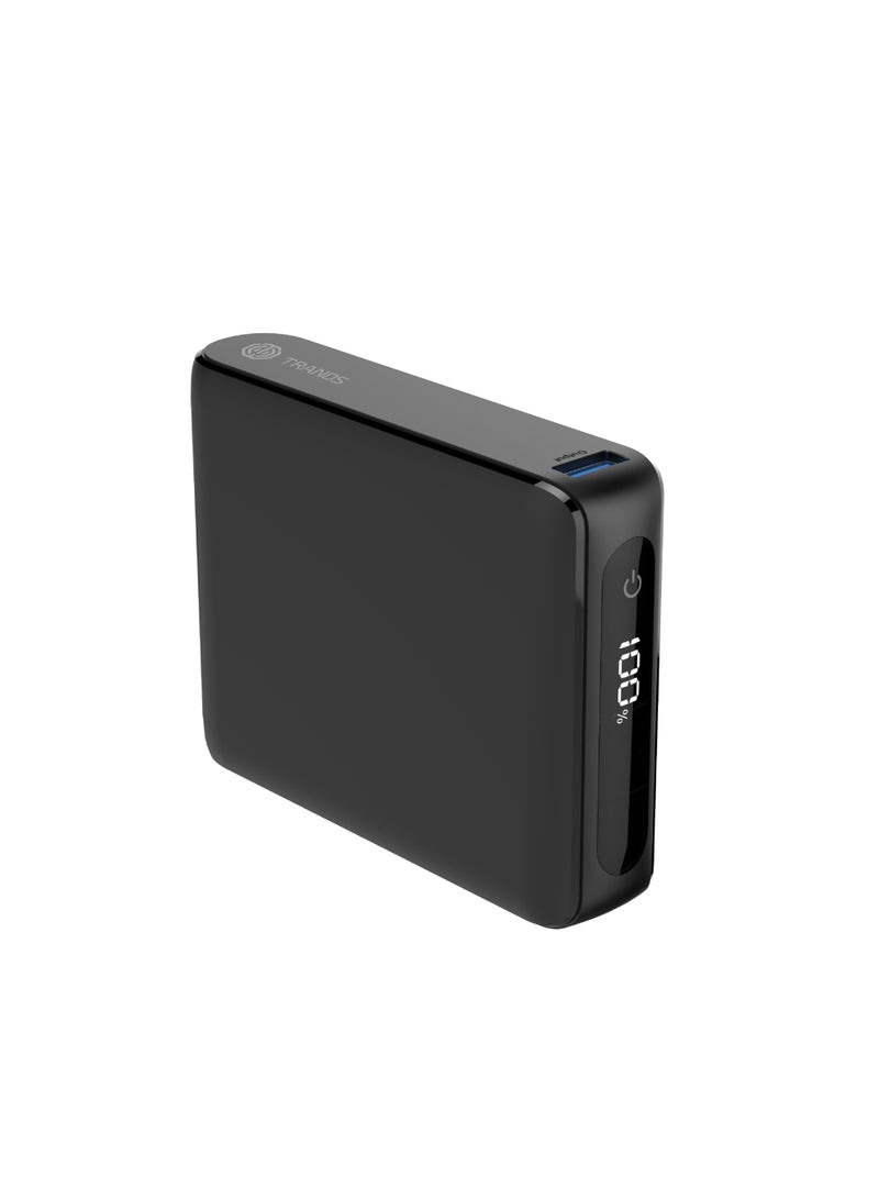 تراندز باور بانك 20000 مللي أمبير PB987 - شاحن متنقل سريع بقوة 22.5 واط (QC) و20 واط (PD) مع شاشة رقمية LED، منفذ Type-C وMicro USB مزدوج، بطارية احتياطية عالية السعة لهواتف آيفون وسامسونج وأندرويد - لون أسود - Image 1