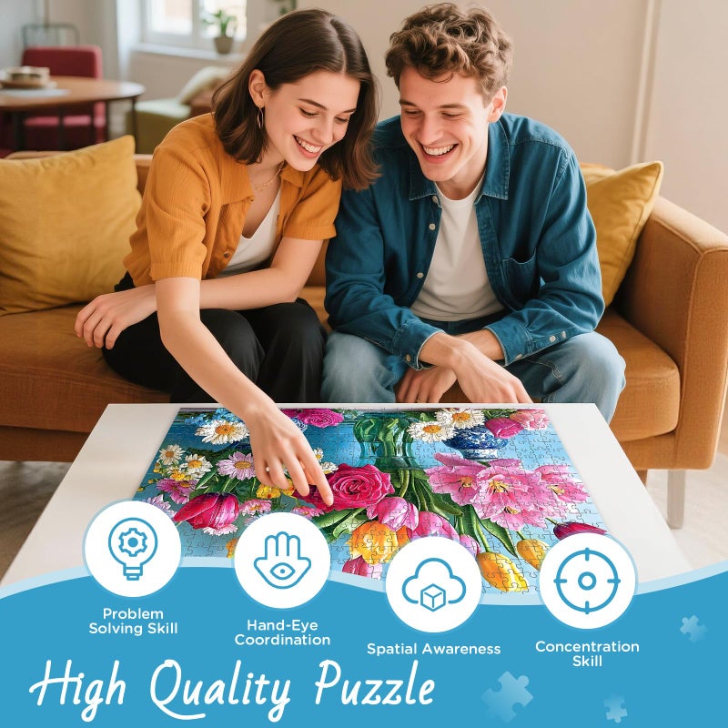 DAGIRT 500 Piece Puzzle for Adults, Beautiful Flower Puzzles for Adults Senior, Age 12+, Tulip Rose Jigsaw Puzzles 500 Pieces, Challenging Puzzle Perfect Game Nights for Family Friend 20.5 X 15 Inches - Image 4