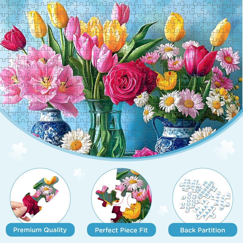 DAGIRT 500 Piece Puzzle for Adults, Beautiful Flower Puzzles for Adults Senior, Age 12+, Tulip Rose Jigsaw Puzzles 500 Pieces, Challenging Puzzle Perfect Game Nights for Family Friend 20.5 X 15 Inches - Image 3