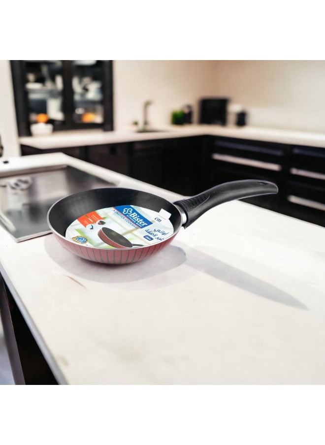 Bister - Stripy Classy Frying With Aluminium 2 Layered with Tefloan Coating,16 cm, Drak Red Color - Image 1