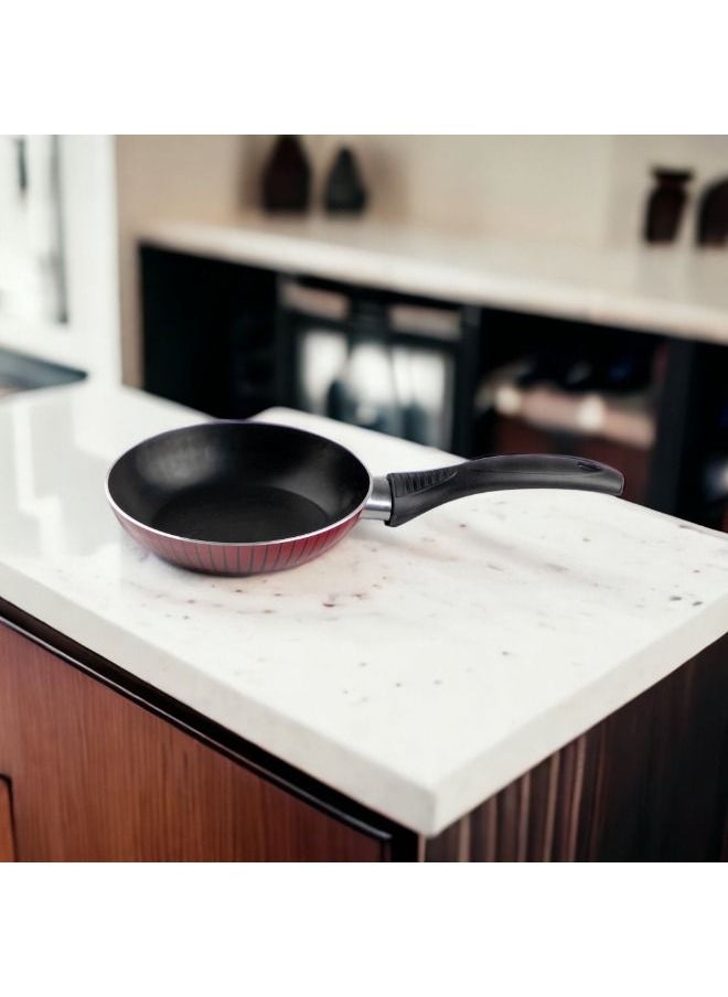 Bister - Stripy Classy Frying With Aluminium 2 Layered with Tefloan Coating,16 cm, Drak Red Color - Image 1
