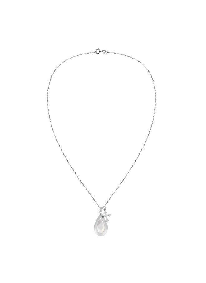 AeraVida Purity Cross Dangle Teardrop White Mother Of Pearl .925 Sterling Silver Pendant Necklace | Elegant Pendant Necklace For Women | Cross Inspired Accessory For Anniversary Jewelry Gift  - Image 4