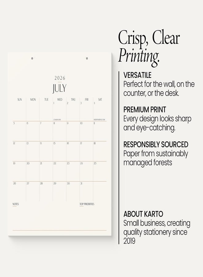 Karto Versatile Calendar 2026 - Vertical 8.5x11 inch From January 2026 to June 2027 - Easy Planning with the Aesthetic Monthly Calendar - Beige - Image 3