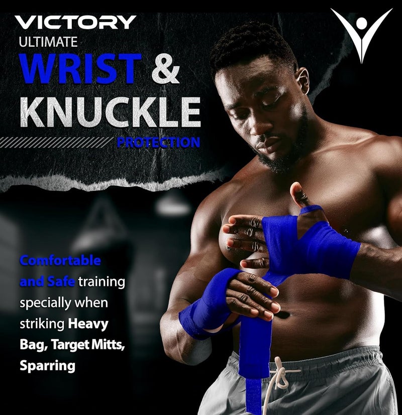 Victory Professional Boxing Wrap for Men Hand Wrap for Boxing Punching Hand Wraps Wrist Supporter for Gym Boxing Bandage for MMA and Martial Arts (180 inch, Black) (Blue, 110 Inch) - Image 5