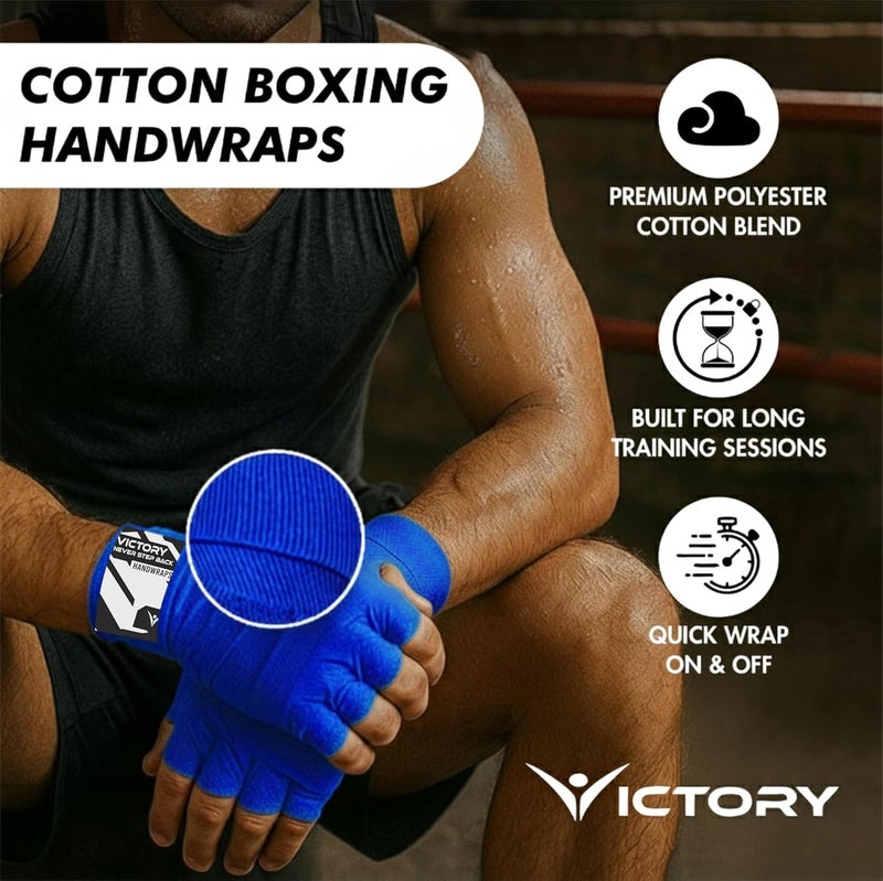 Victory Professional Boxing Wrap for Men Hand Wrap for Boxing Punching Hand Wraps Wrist Supporter for Gym Boxing Bandage for MMA and Martial Arts (180 inch, Black) (Blue, 110 Inch) - Image 3