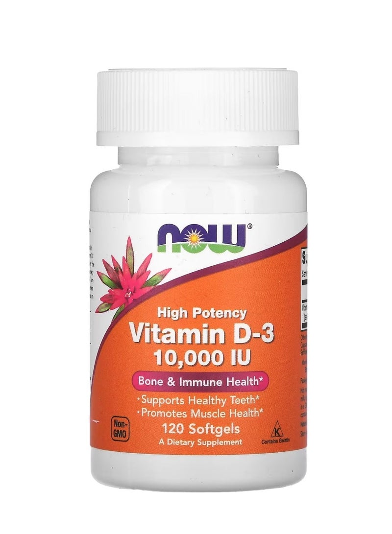 now Vitamin D 3 High Potency 10000 IU 120 Softgels - Image 1