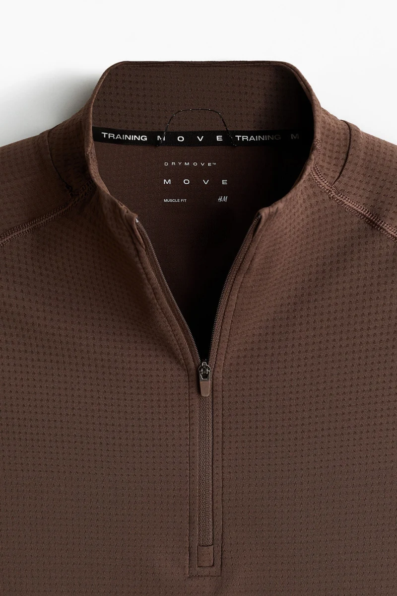 H&M  Muscle Fit Zip top sports top with DryMove™ for Men | Best Price UAE