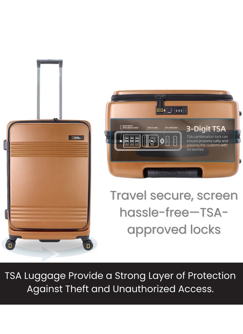 NATIONAL GEOGRAPHIC National Geographic Lodge Travel Suitcase Set, 100% PC Durable Lightweight Hard Shell Expandable Luggage, 4 Double Wheel, TSA Lock 3pcs Trolley Bag Copper (20+24+28 Inch).  - Image 5