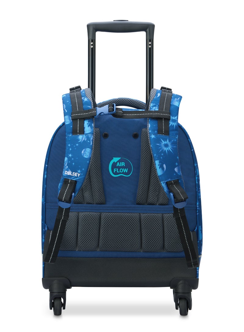 DELSEY ACADEMIE Kids 4 Wheels 15.6 Inch Vertical School Trolley Backpack - Blue Printing  - Image 5