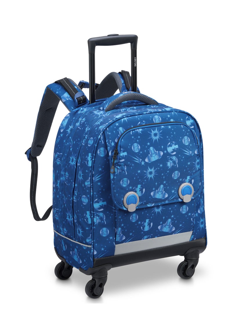 DELSEY ACADEMIE Kids 4 Wheels 15.6 Inch Vertical School Trolley Backpack - Blue Printing  - Image 2
