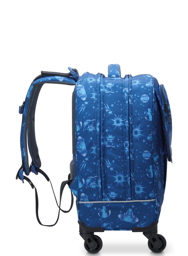 DELSEY ACADEMIE Kids 4 Wheels 15.6 Inch Vertical School Trolley Backpack - Blue Printing  - Image 4