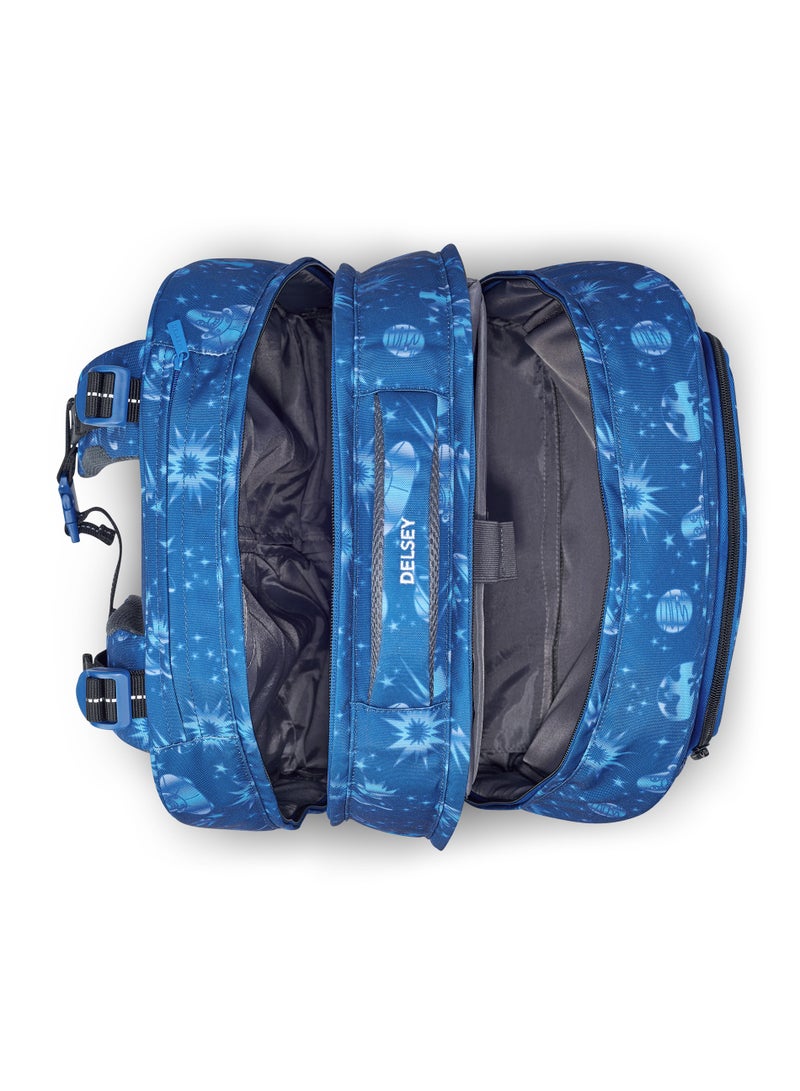 DELSEY ACADEMIE Kids 4 Wheels 15.6 Inch Vertical School Trolley Backpack - Blue Printing  - Image 3