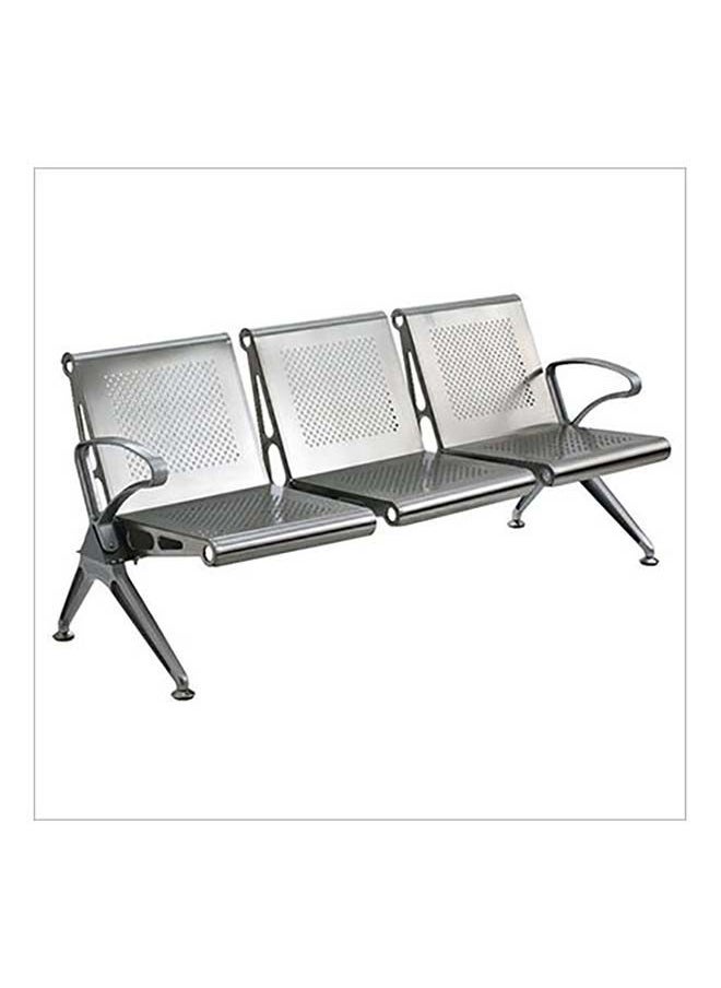 KARNAK 3 Seater Airport Chair With Metal Steel Armrest For Airport, Office, Hospital, And School Color Silver  - Image 1