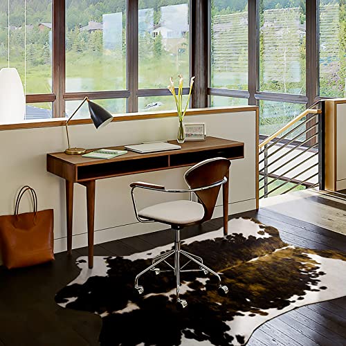 HOMORE Cowhide Rug, 3x4 Rug Small Cow Print Rug for Bedroom Faux Cow Hide Animal Print Carpet for Living Room Office Table Western Decor, Dark Brown - Image 5