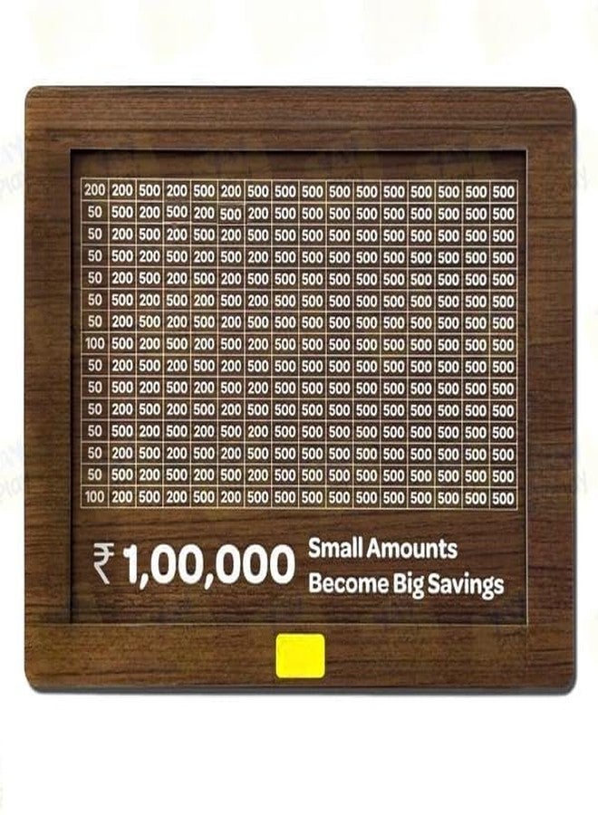Tulflex Wooden Money Piggy Bank, Money Saving Box, Gullak with Savings Chart, 100000 Rupees Goal Tracker, Cash Collection Bank for Kids and Adults (1 PSc) (Woden) - Image 1