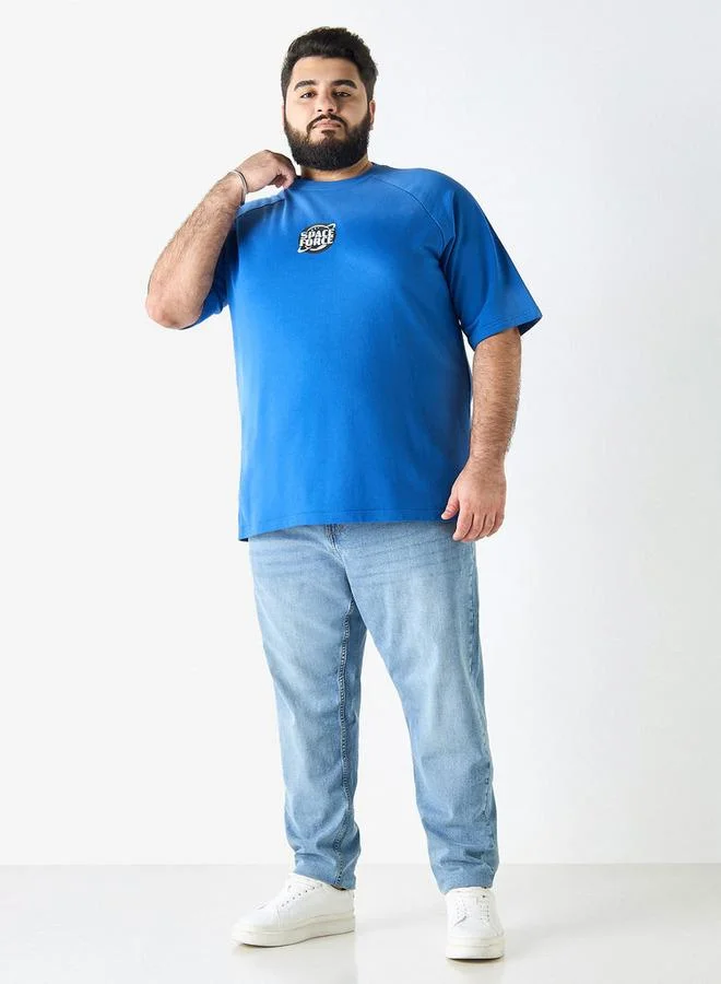 سبلاش فيڤ تيشيرت مقاس كبير بطبعة وأكمام راجلان