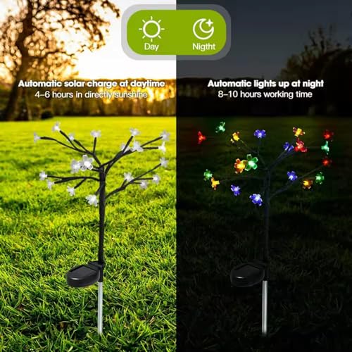 GIGAWATTS GW-901 20 LED Solar Garden Flower Light – Outdoor Cherry Blossom Lamp with Solar Panel & Battery, Water-Resistant, BIS Approved – Decorative Lawn & Pathway Lights (Pack of 1, Multicolour) - Image 3
